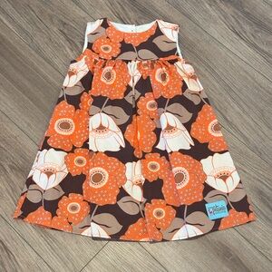 NWOT Sweet Petunia Girls 7 Retro Vibe Orange and Brown Jumper Dress